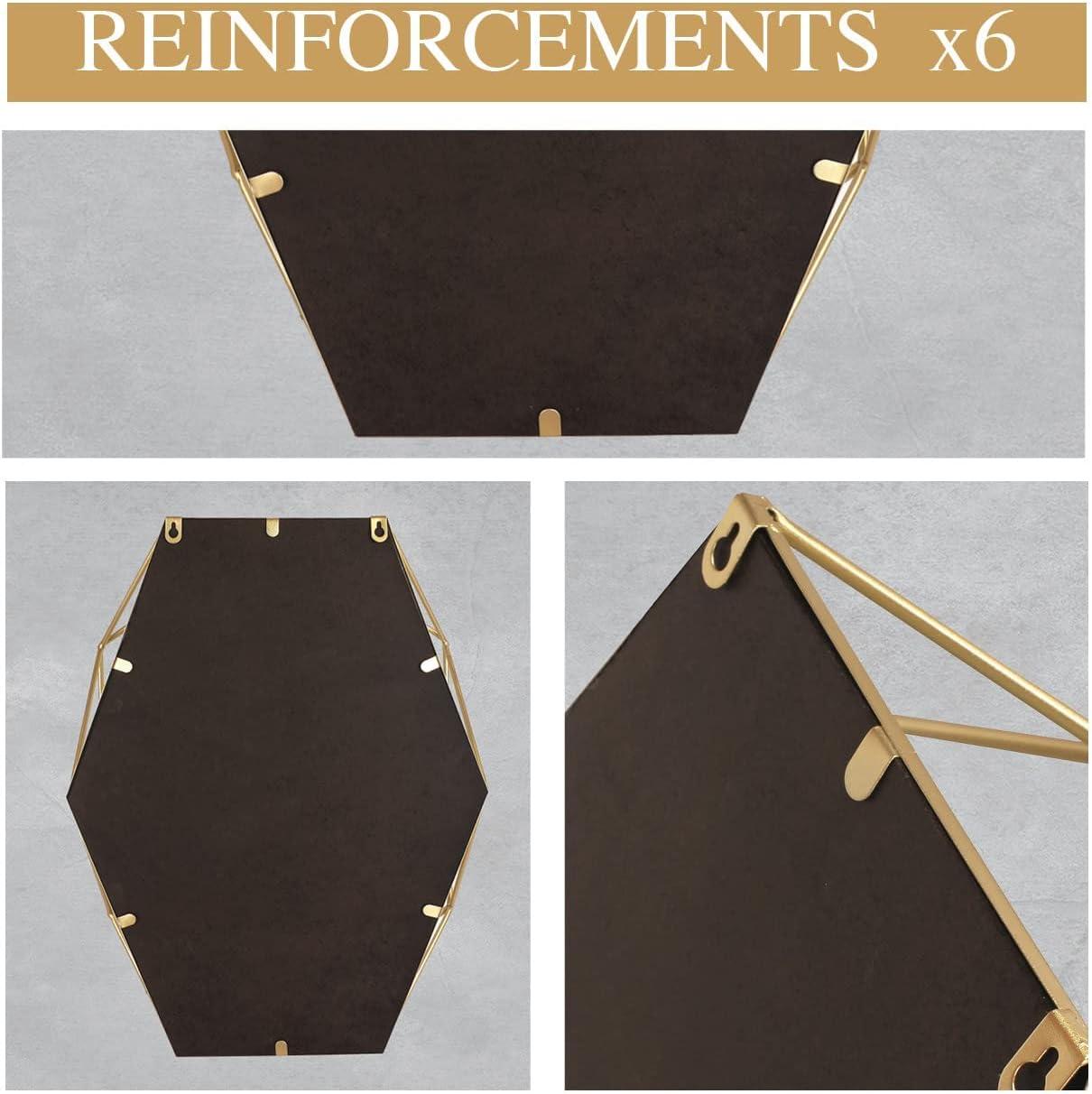 Geometric Gold Metal Frame Oval Wall Mirror, 22x17