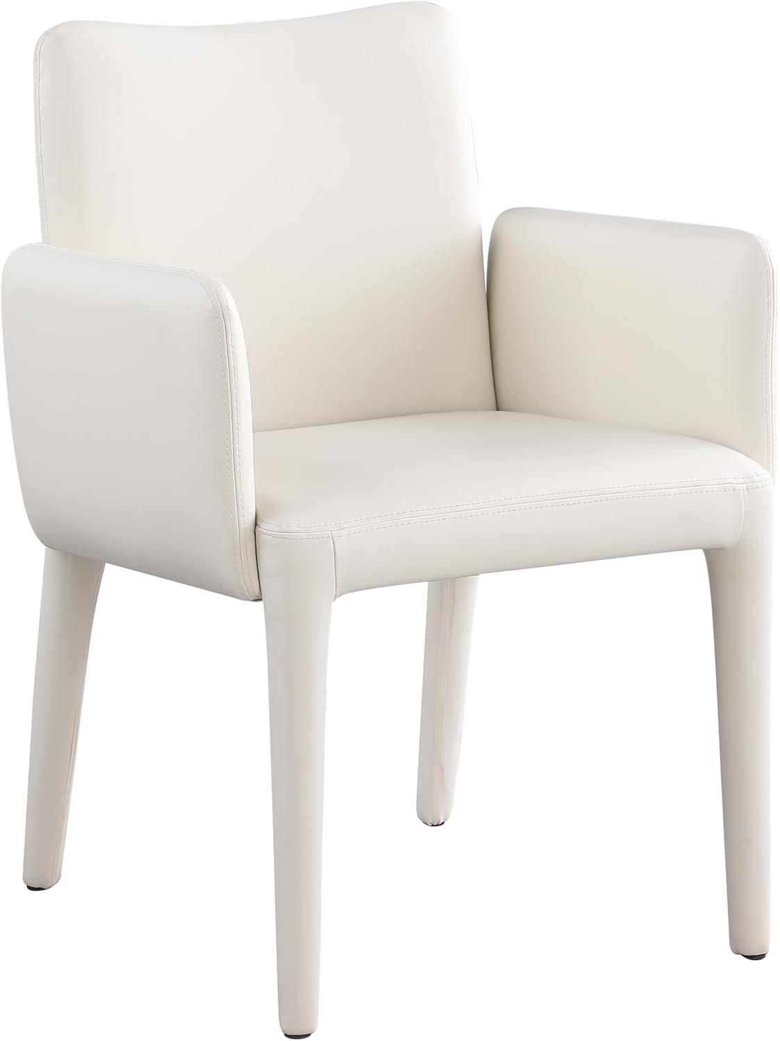 Cream Vegan Leather Upholstered Arm Chair with Iron Frame