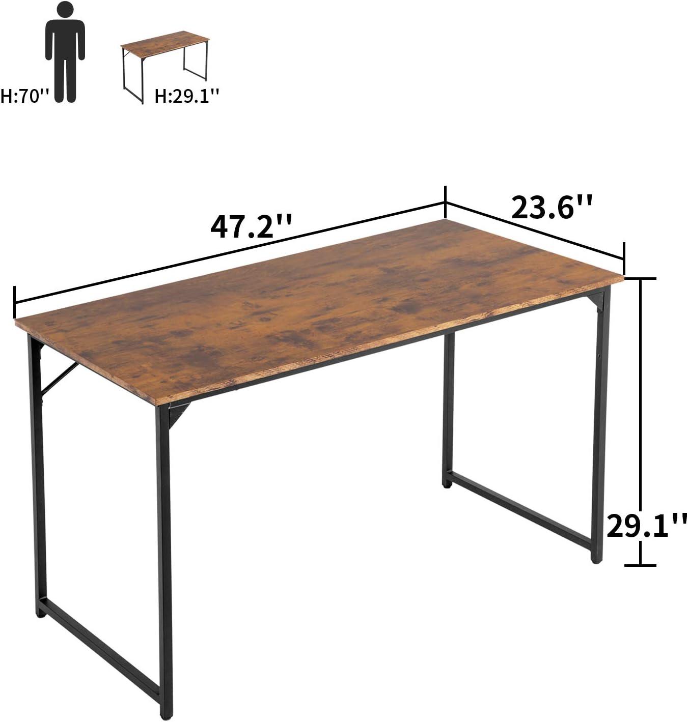 BestOffice 47.2 inches Computer Desk,Modern Simple Style PC Desk with Metal Frame，Brown