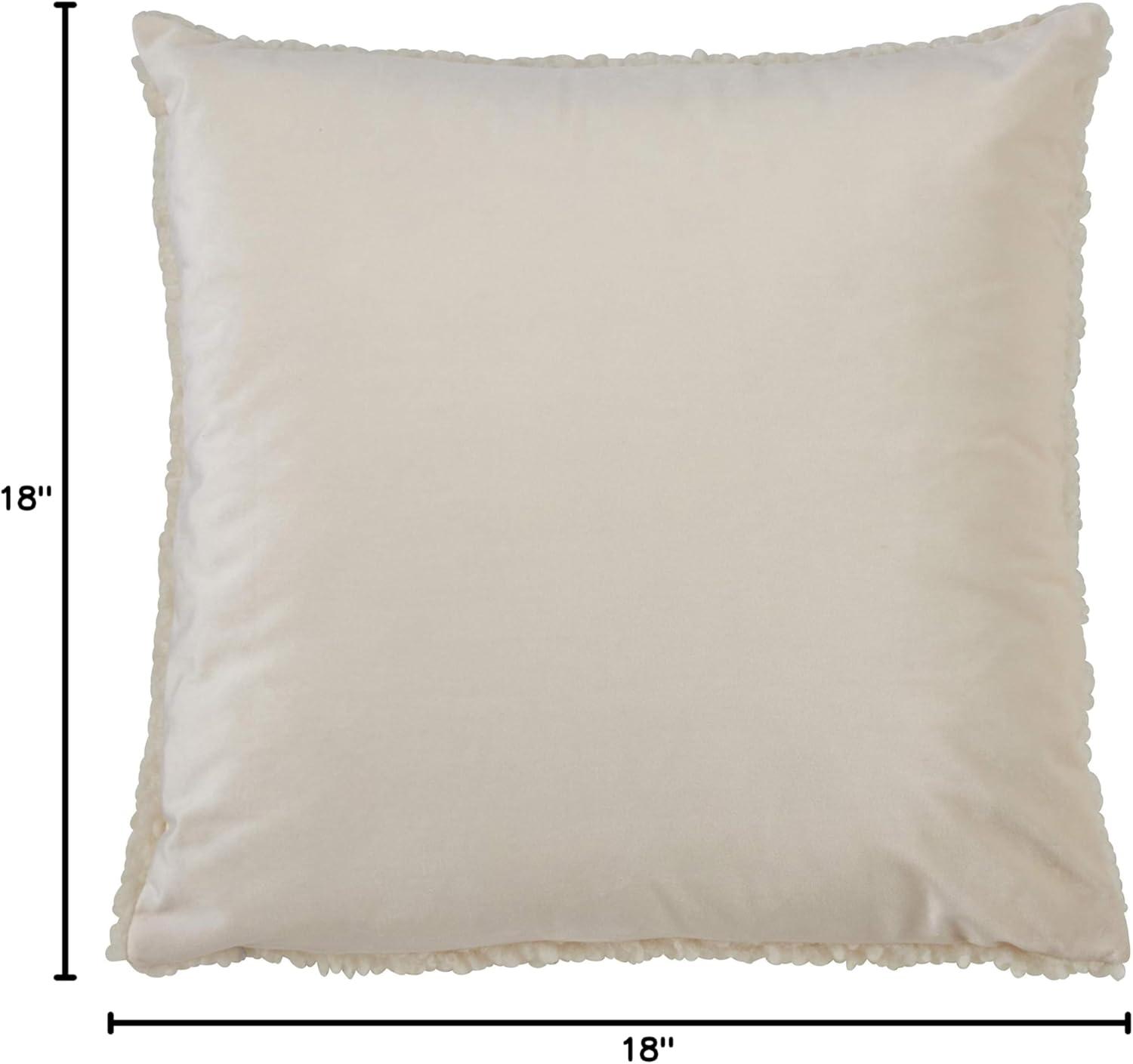 18"x18" Faux Fur Poly Filled Throw Pillow Ivory - Saro Lifestyle: Contemporary Square Cushion for Couch, Zipper Closure