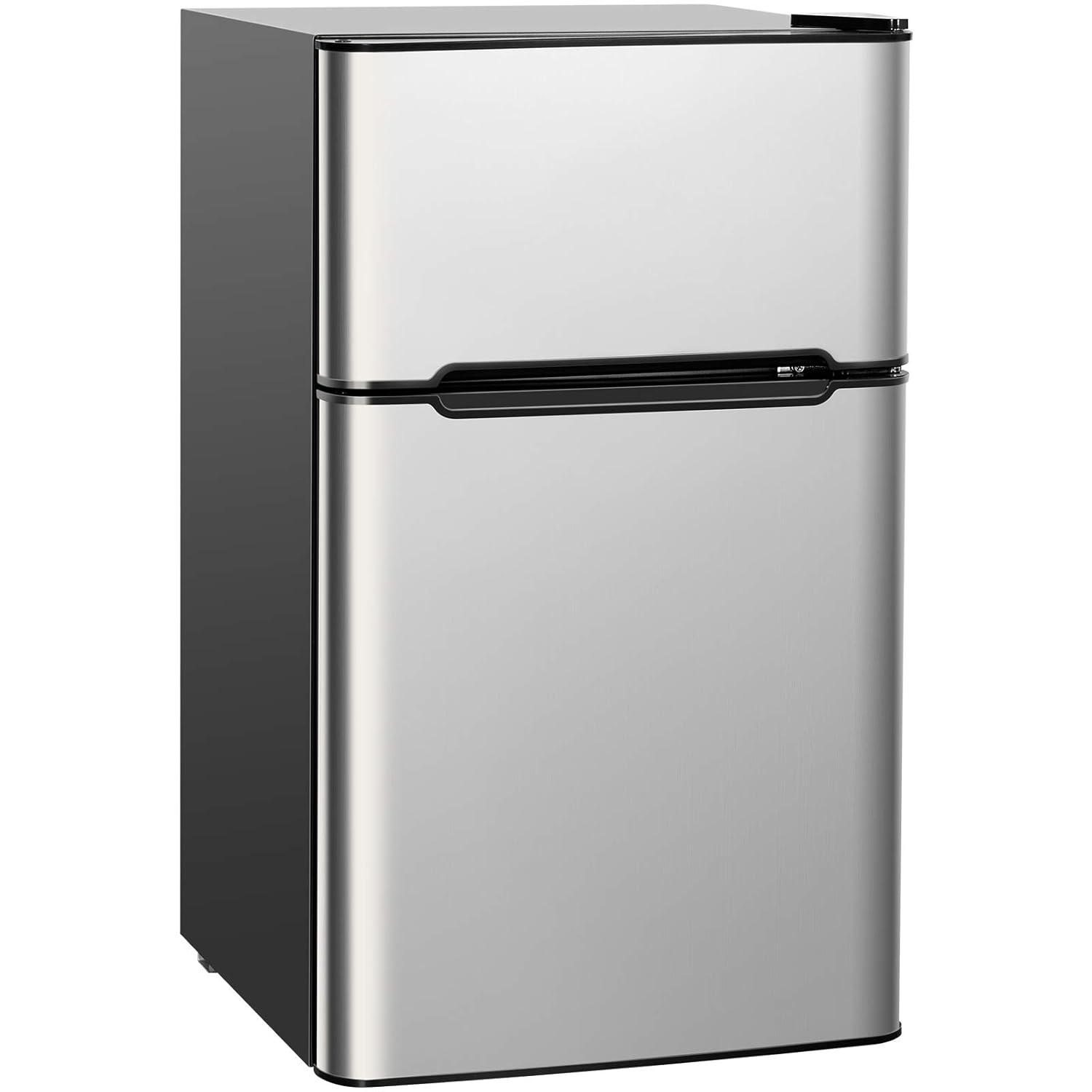 Costway Costway 3.2 Cubic Feet Portable Freestanding Mini Fridge with Freezer
