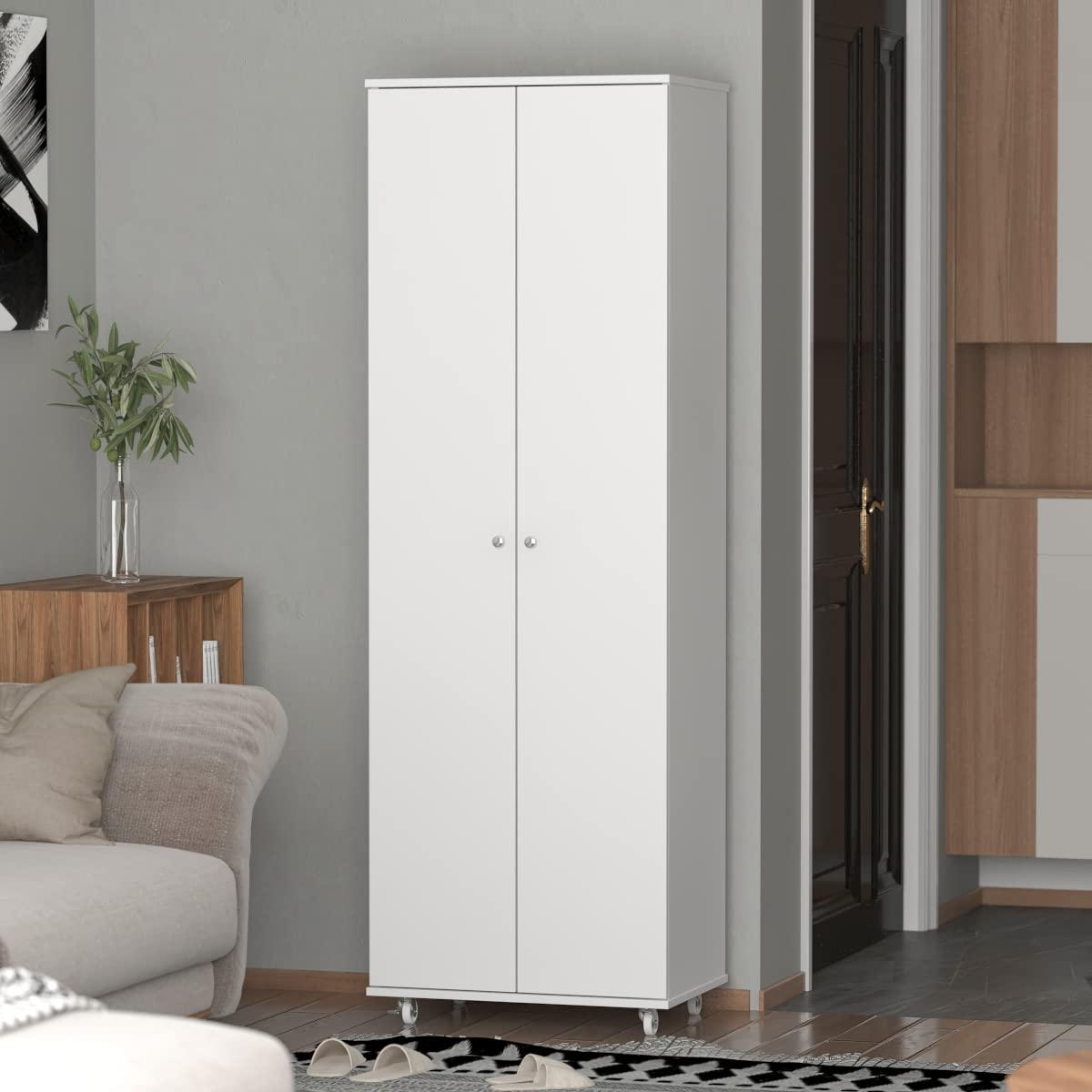 71" Closet Storage Cabinet 8-Tier Shoe Rack with Wheel Entryway Shelf - 23.6"L x 15.7"W x 70.9"H