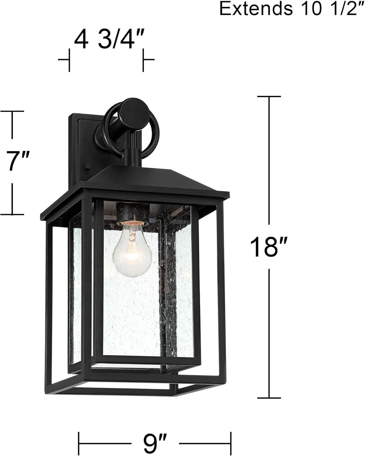 John Timberland Califa Mission Outdoor Wall Light Fixture Black Metal 18" Clear Seedy Glass for Post Exterior Barn Deck House Porch Yard Patio Home