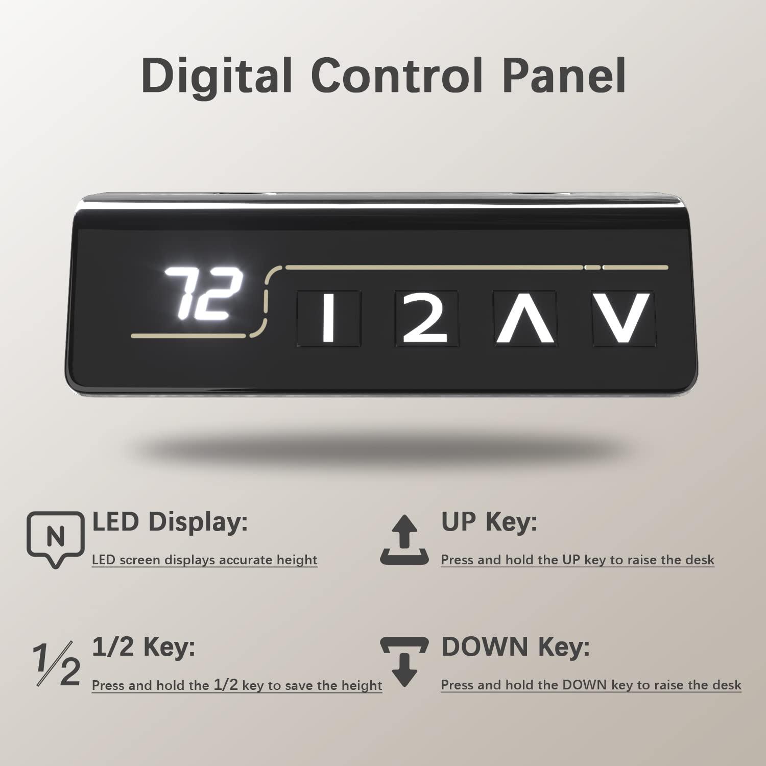 Electric Height Adjustable Standing Desk Large 55 x 24 Inches Sit Stand Up Desk Home Office Computer Desk Memory Preset with T-Shaped Metal Bracket, Black