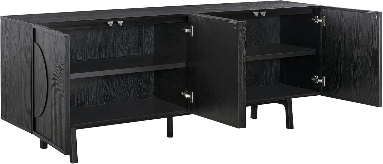 Holland Modern Black Brushed Oak 4-Door Sideboard Buffet