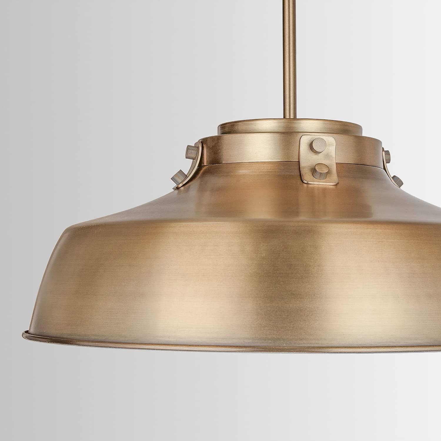 Aged Brass 1-Light Pendant with Metal Shade