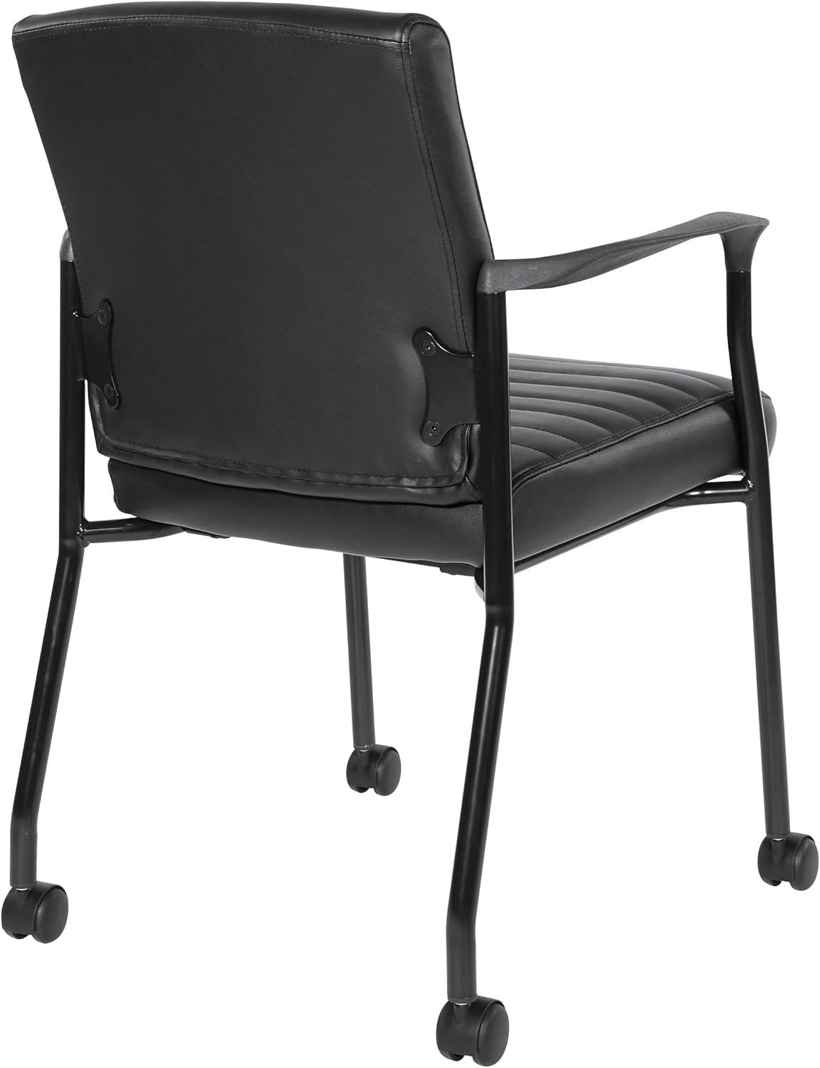 Guest Chair with Black Faux Leather and Black Frame