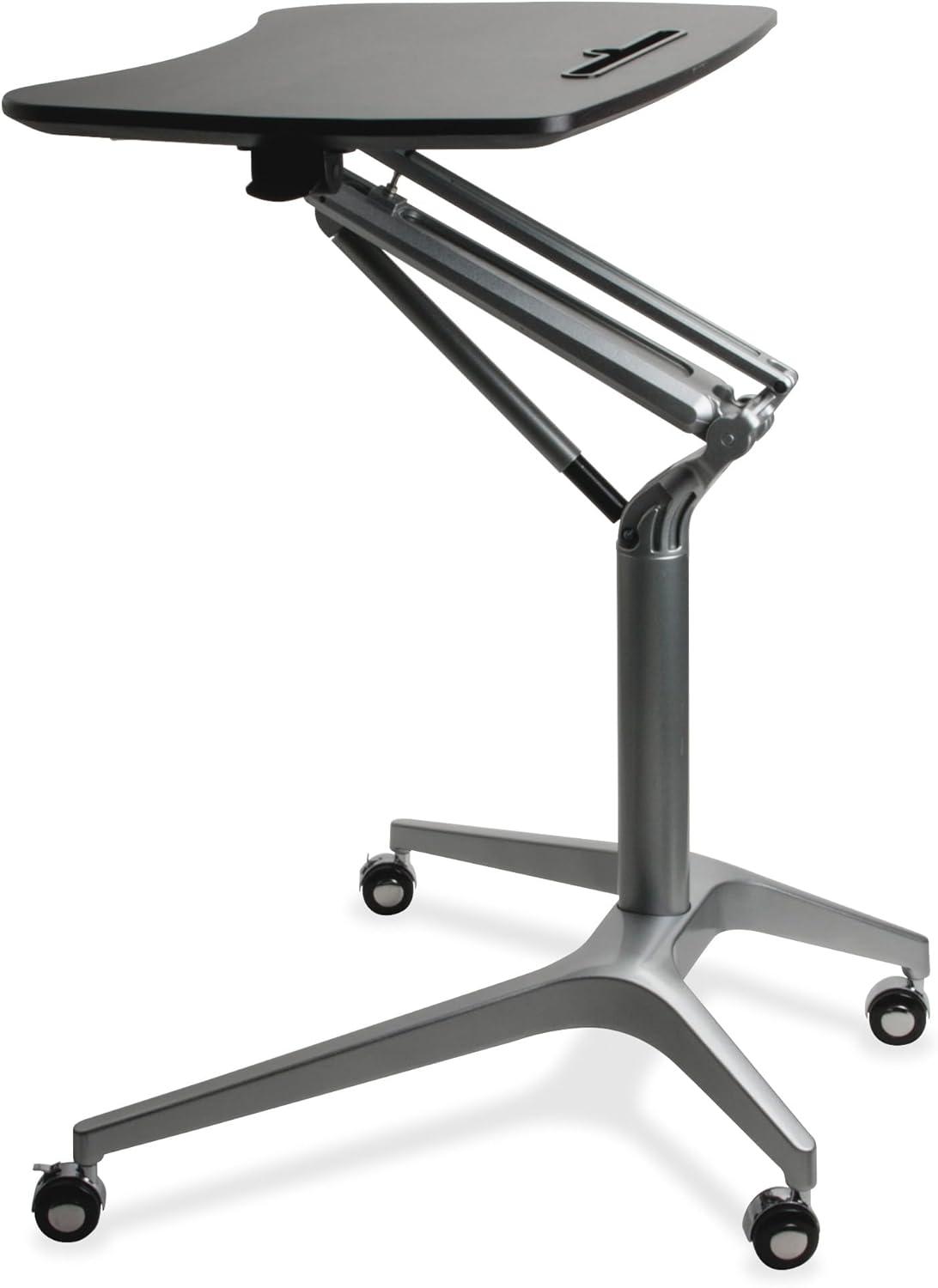 Lorell Black Laminate Top Mobile Laptop Caddy Black Rectangle Top - Powder Coated Base - 28.25" Table Top Width x 18.75" Table Top Depth - 41" Height - Assembly Required