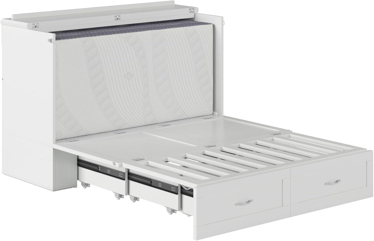 AFI Hamilton Full Solid Wood Murphy Bed Chest with Built-In Charger in White