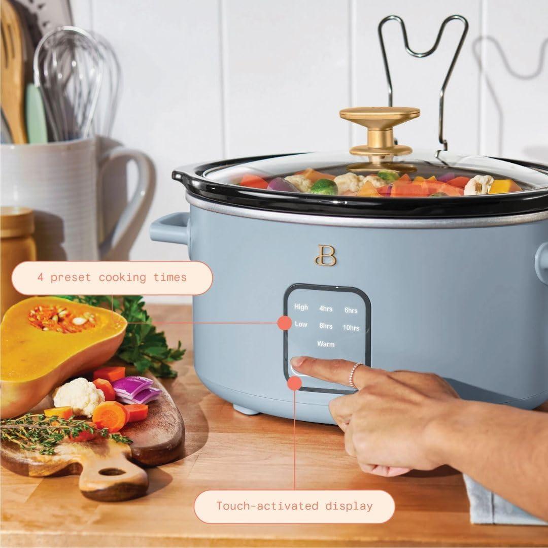 Beautiful 4Qt Slow Cooker with Touch-Activated Display, White Icing by Drew Barrymore