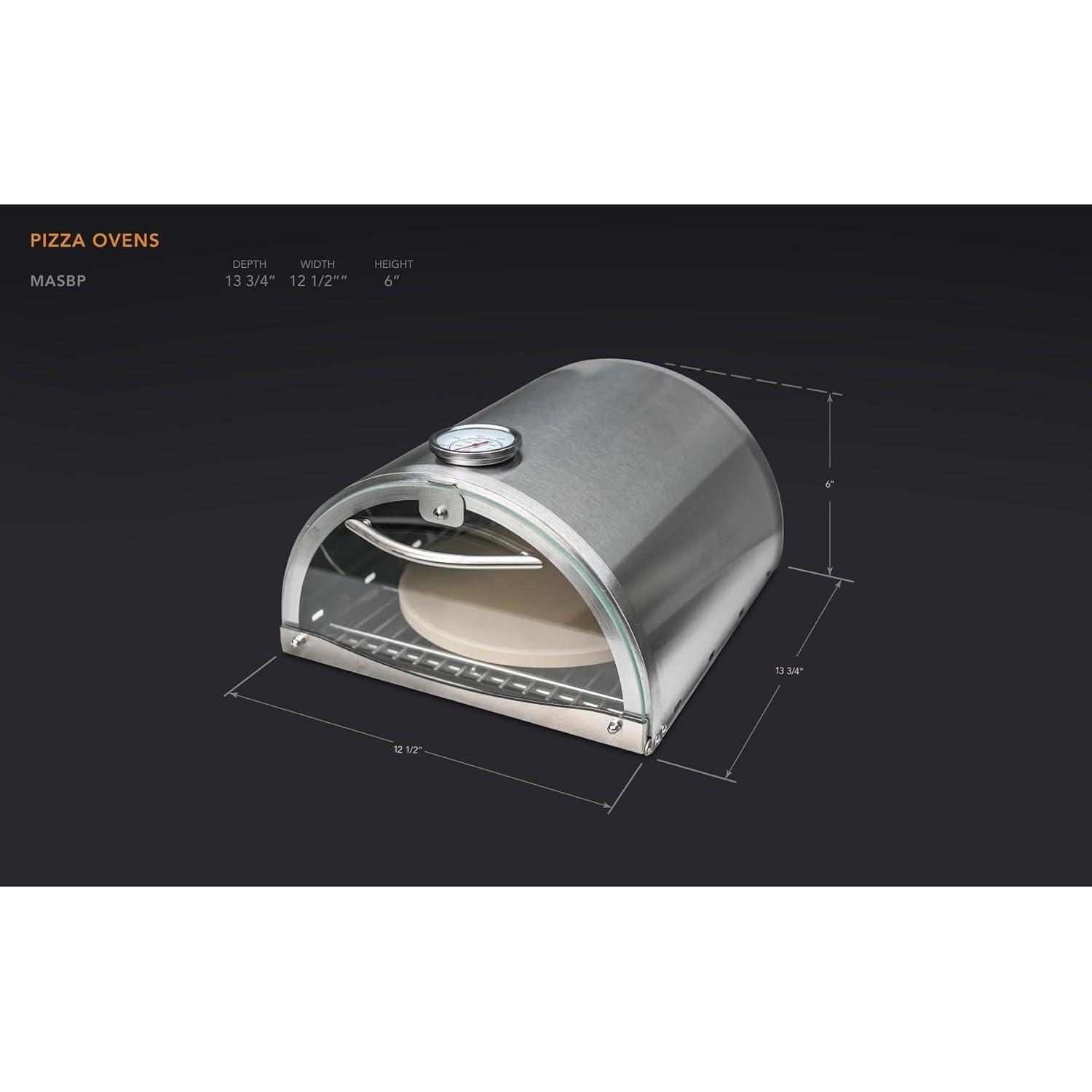 Mont Alpi Mont Alpi MASBP Universal Stainless Steel Compact Side Burner Pizza Oven with Built-in Thermometer, Glass door and Pizza Stone - Fits all Mont Alpi MAi805 and MAi400 Outdoor Kitchen Island Models