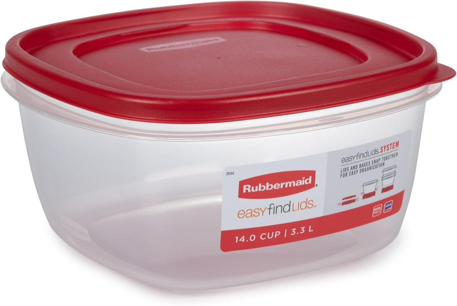 Clear BPA-Free 14-Cup Food Storage Container Set with Red Lids