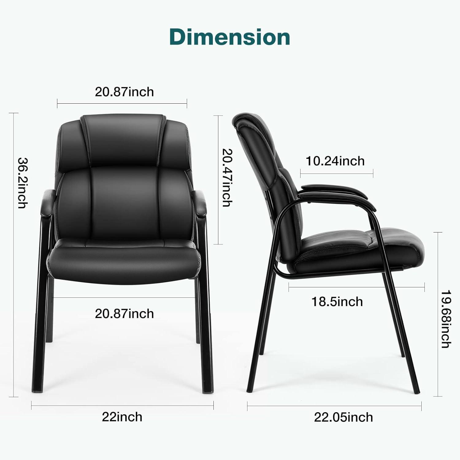 CLATINA Waiting Room Guest Chair with Padded Arm Rest Leather Guest Chair for Reception Meeting Conference Office Home Black, 4 pack