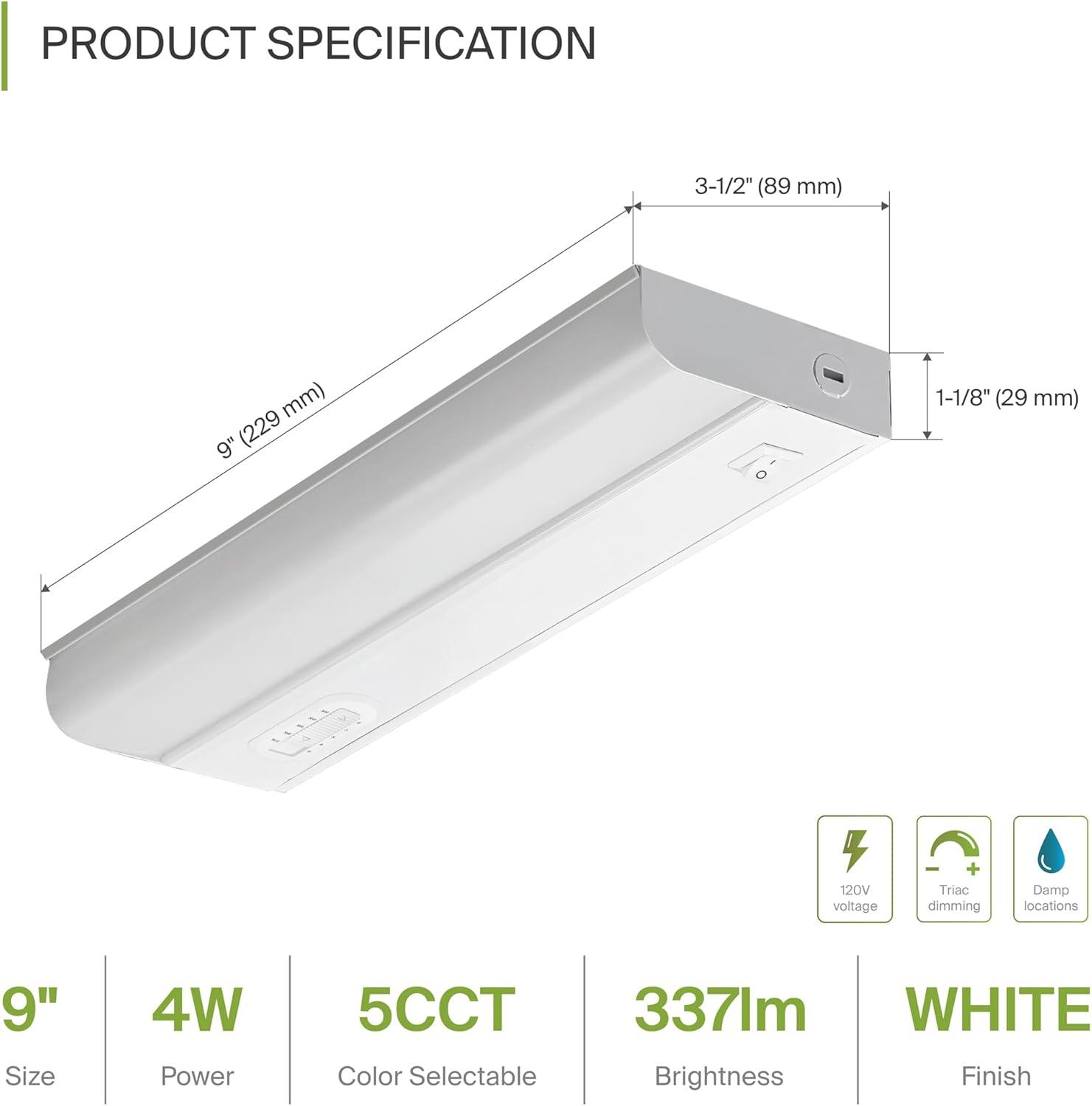 9-Inch LED Under Cabinet Light with On/Off Switch, 5 Color Selectable