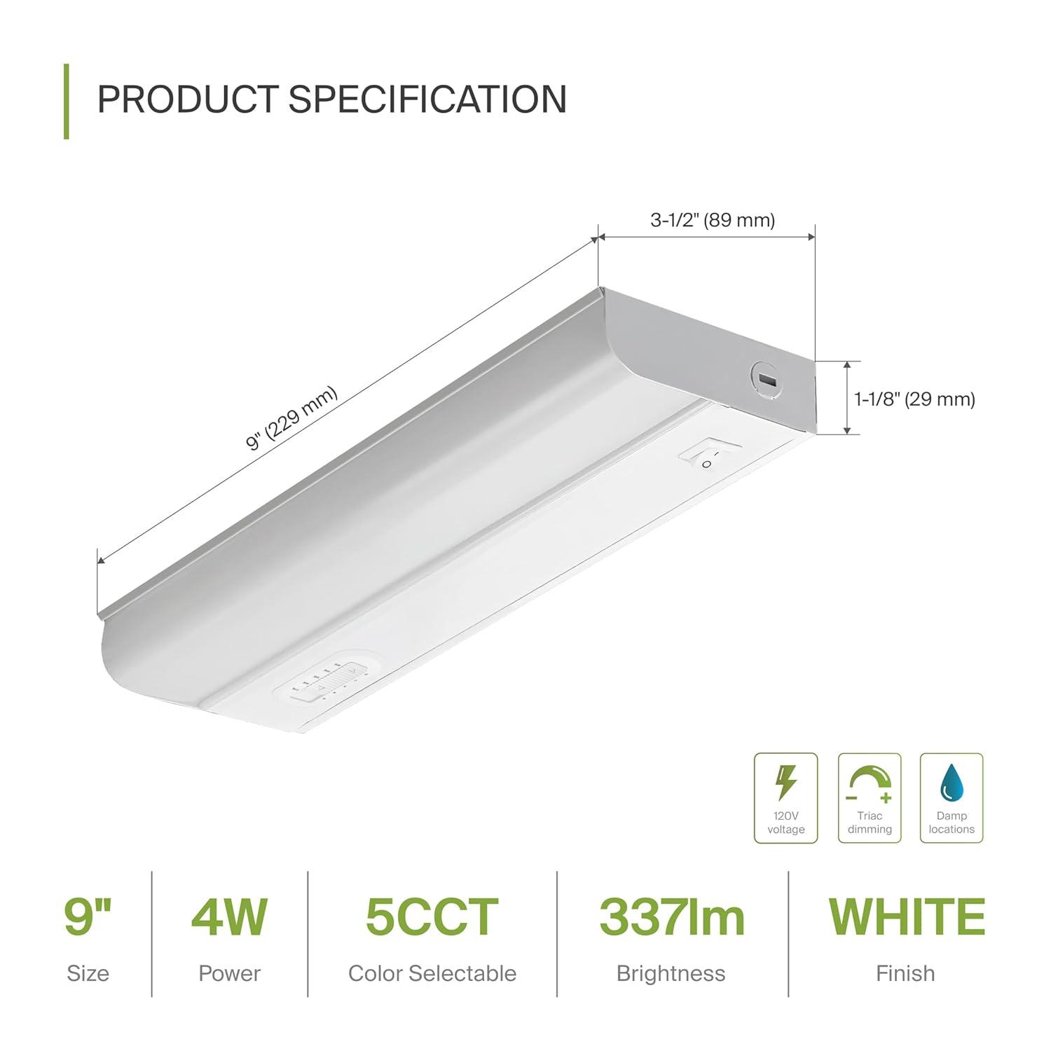 9-Inch LED Under Cabinet Light with On/Off Switch, 5 Color Selectable