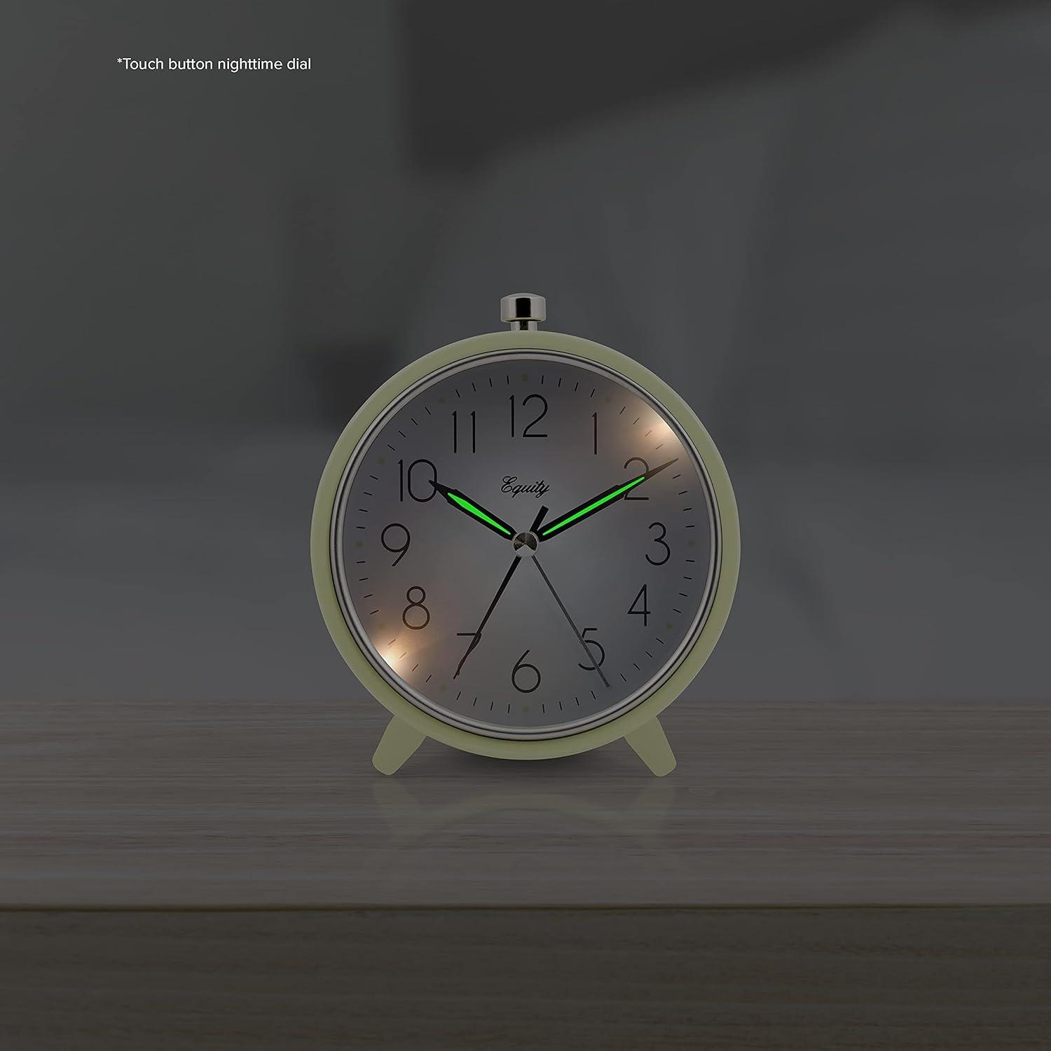 Equity 20090 5-Inch Silent Sweeping Quartz Metal Alarm Clock, Light Green