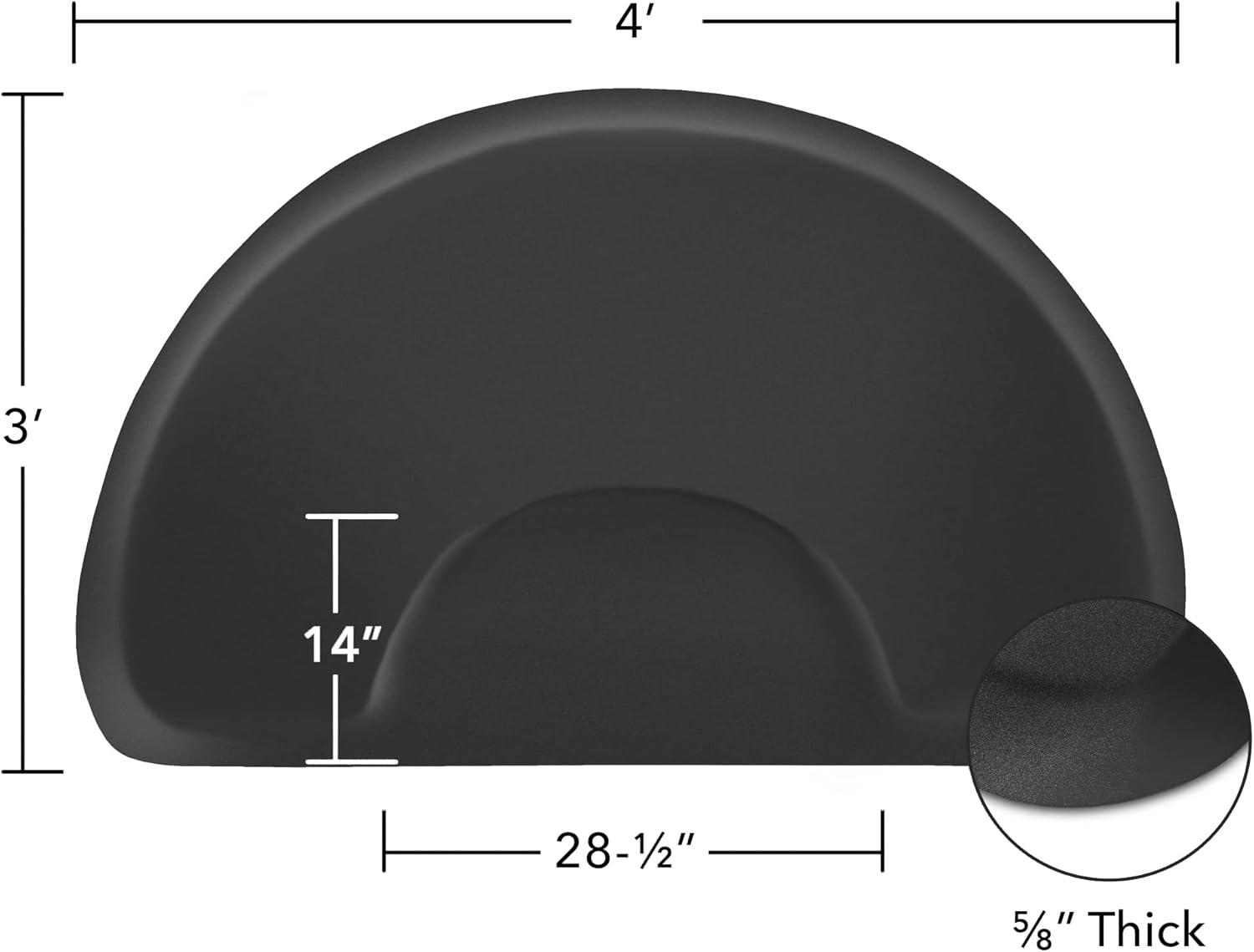 Saloniture 3 ft. x 4 ft. Salon & Barber Shop Chair Anti-Fatigue Mat - Black Semi Circle - 5/8" Thick