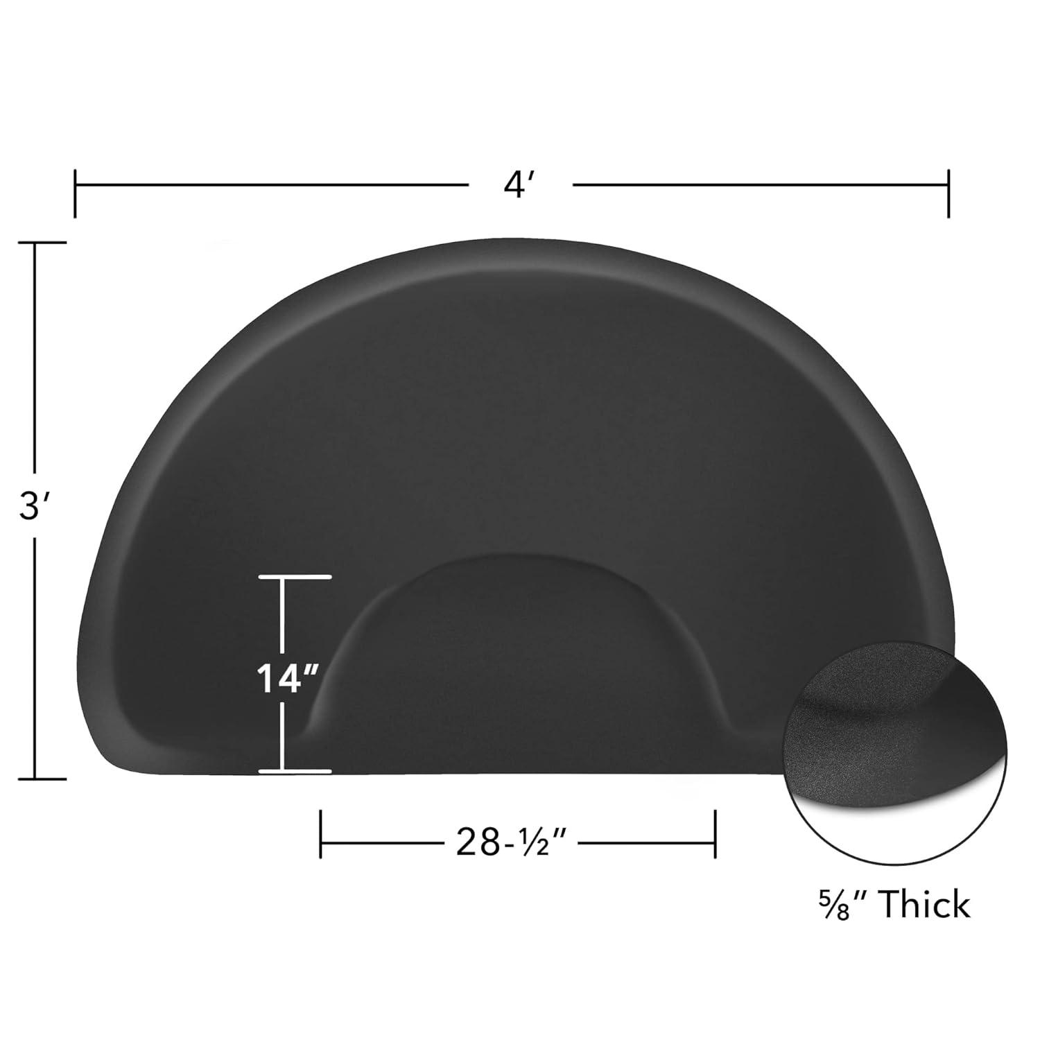 Saloniture 3 ft. x 4 ft. Salon & Barber Shop Chair Anti-Fatigue Mat - Black Semi Circle - 5/8" Thick