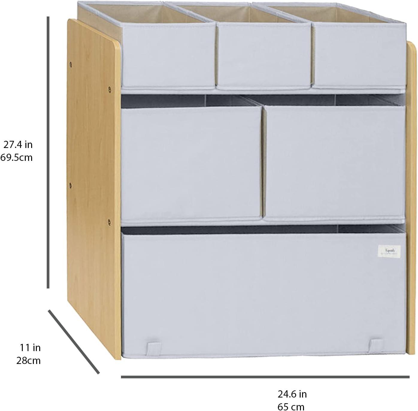 3 Sprouts Multi-Bin Toy Organizer with Recycled Fabric Storage Bins in Gray