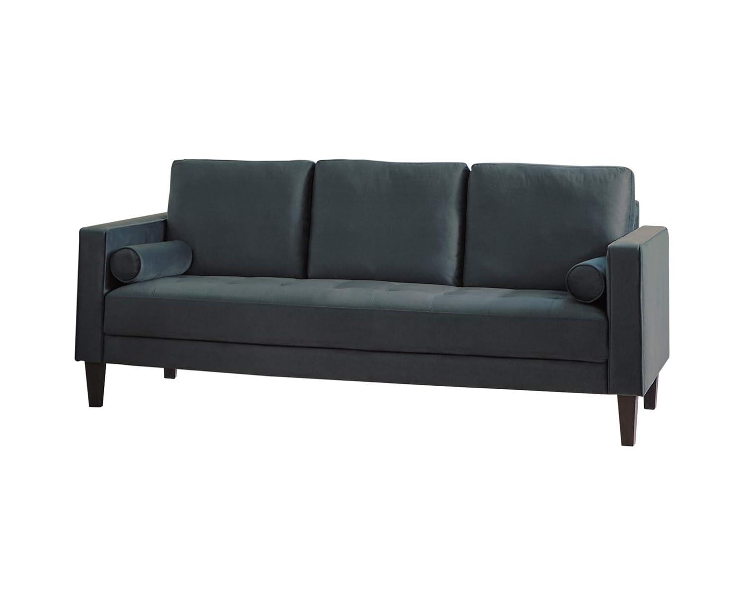 Coaster Contemporary Cushion Back Upholstered Velvet Sofa in Green
