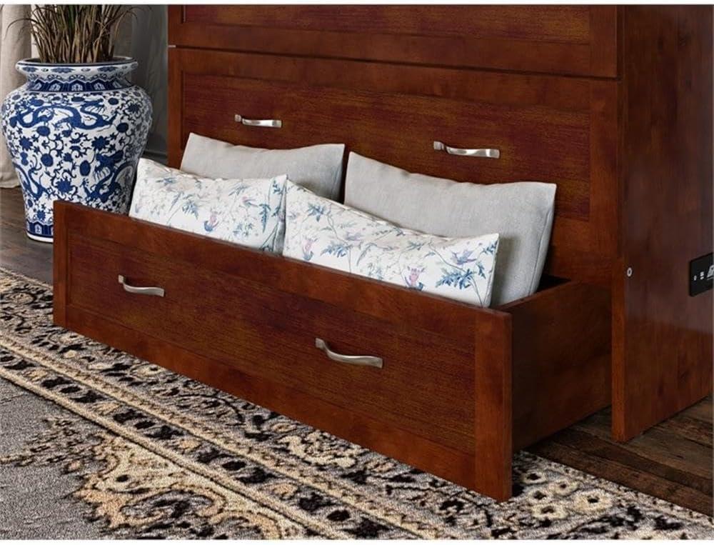 Nantucket Walnut Twin XL Murphy Bed Chest with Drawer