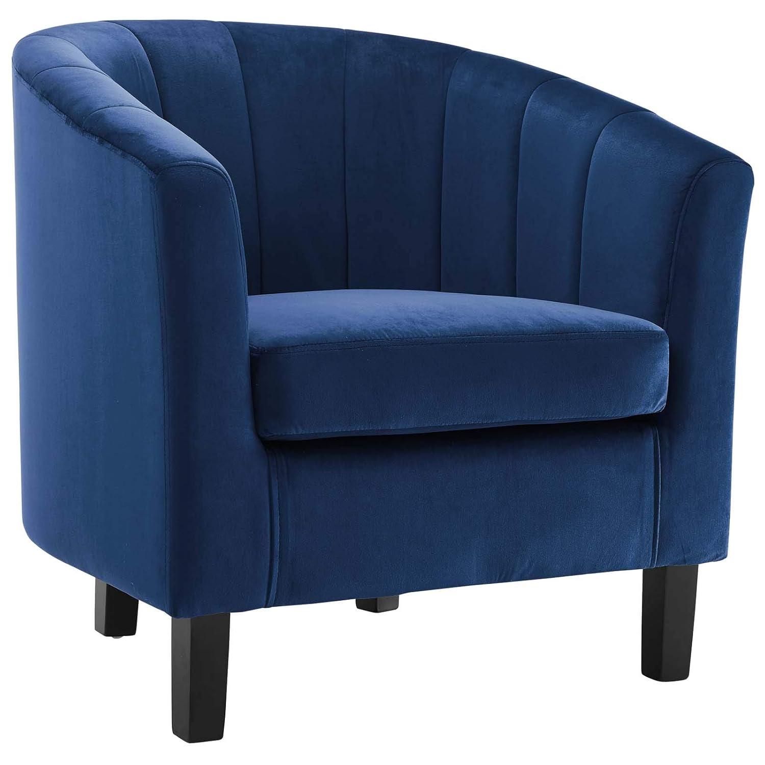 Modway Prospect Channel Tufted Performance Velvet Armchair in Navy