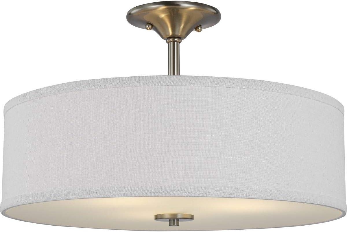 Progress Lighting Inspire Collection 3-Light Semi-Flush Mount, Brushed Nickel, Summer Linen Shade