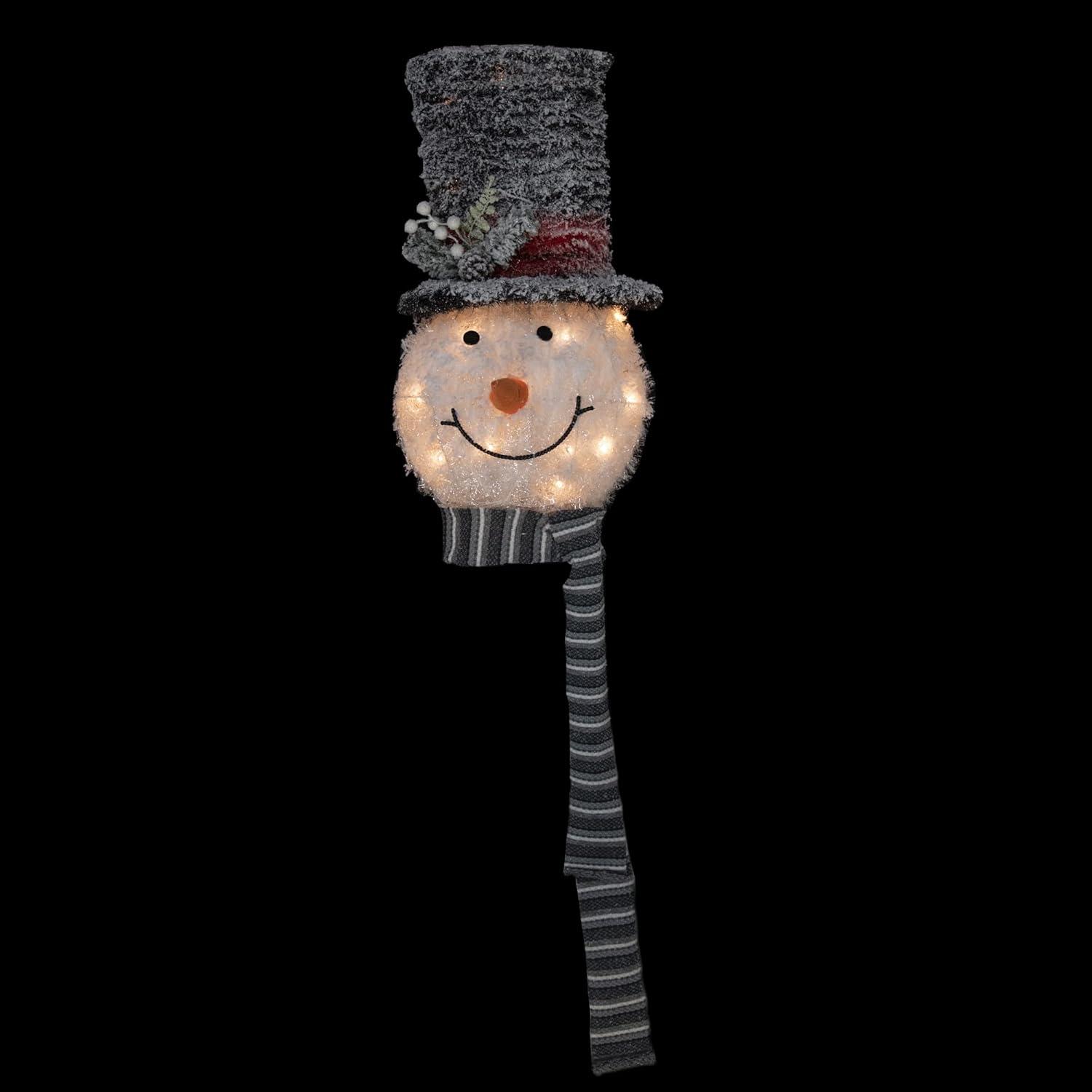 Northlight 25" Lighted Snowman with Black Frosted Top Hat Christmas Tree Topper