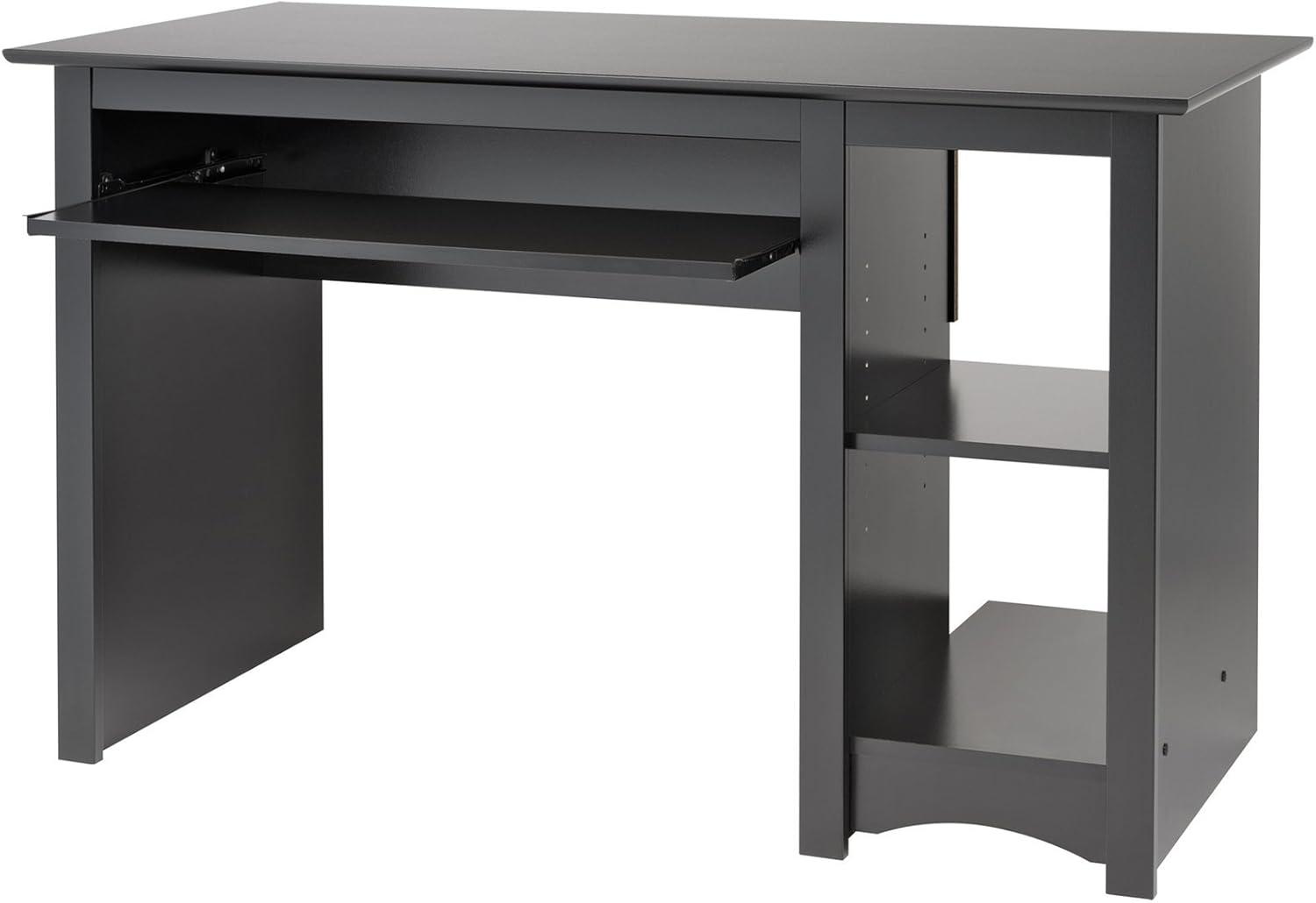 Sleek Black Wall-Mounted Computer Desk with Drawer and Keyboard Tray