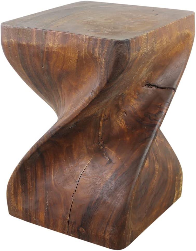 Sustainable Wood Big Twist Stool Table 14" SQ x 20" H in Walnut