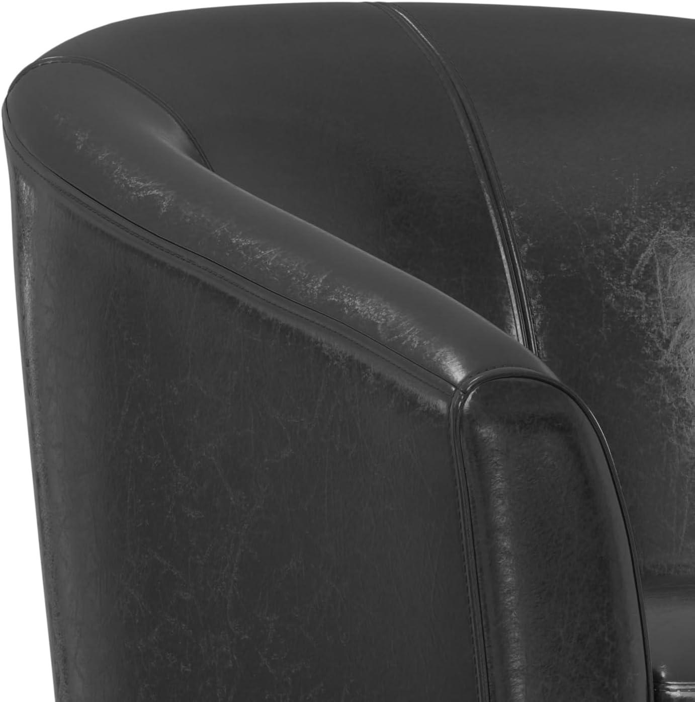 Simpli Home Austin 30"W Upholstered Vegan Faux Leather Contemporary Tub Accent Chair with High Arms and Deep Seat