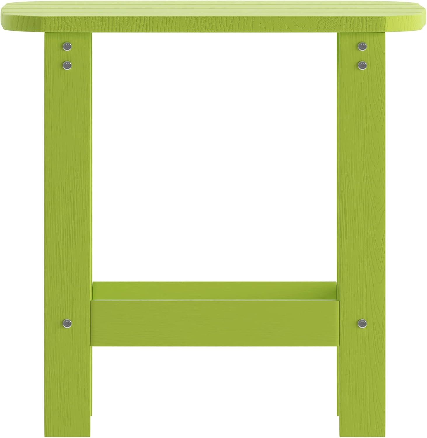 Flash Furniture Charlestown Tiered Commercial Poly Resin Adirondack Side Table - Lime Green - All-Weather - Indoor/Outdoor