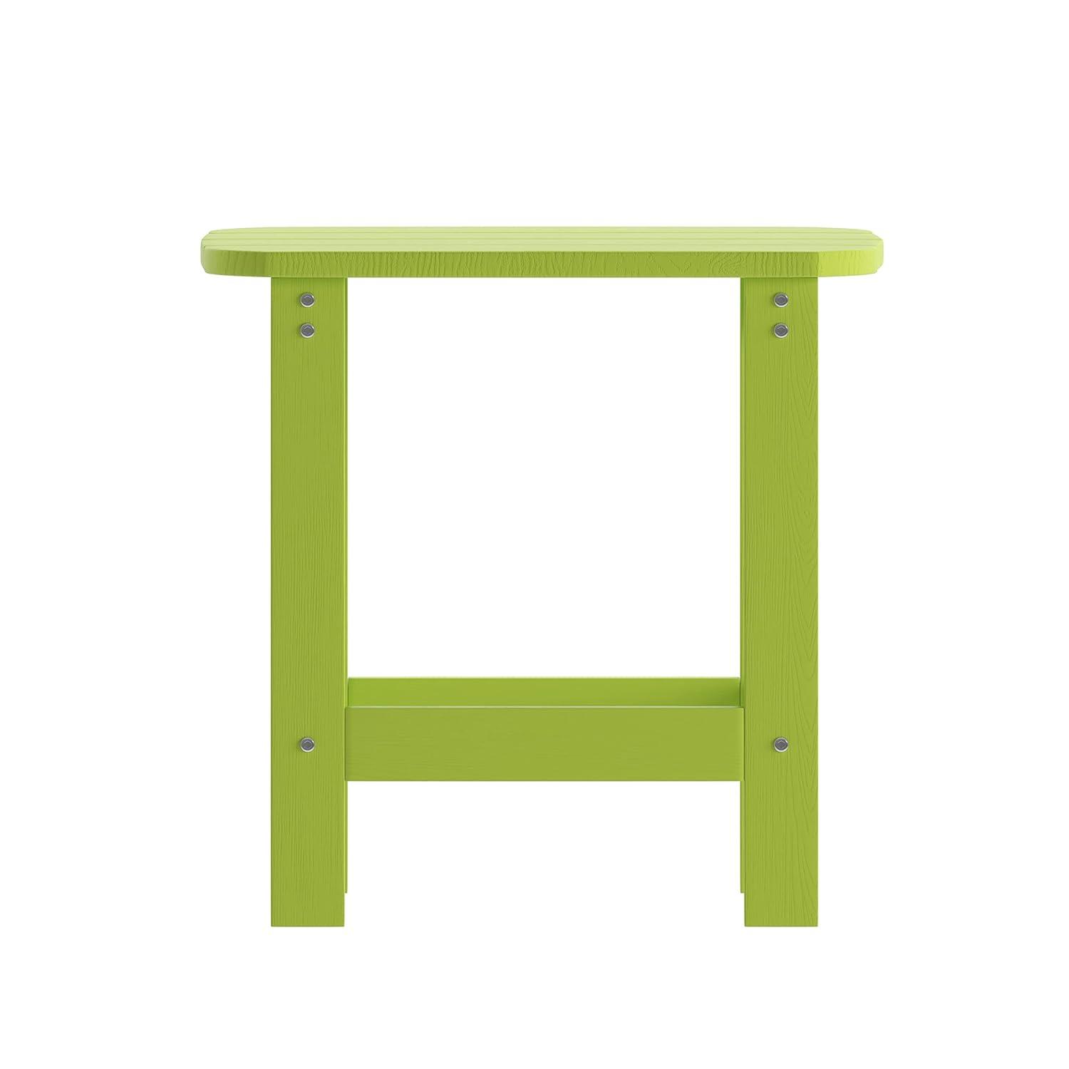 Flash Furniture Charlestown Tiered Commercial Poly Resin Adirondack Side Table - Lime Green - All-Weather - Indoor/Outdoor