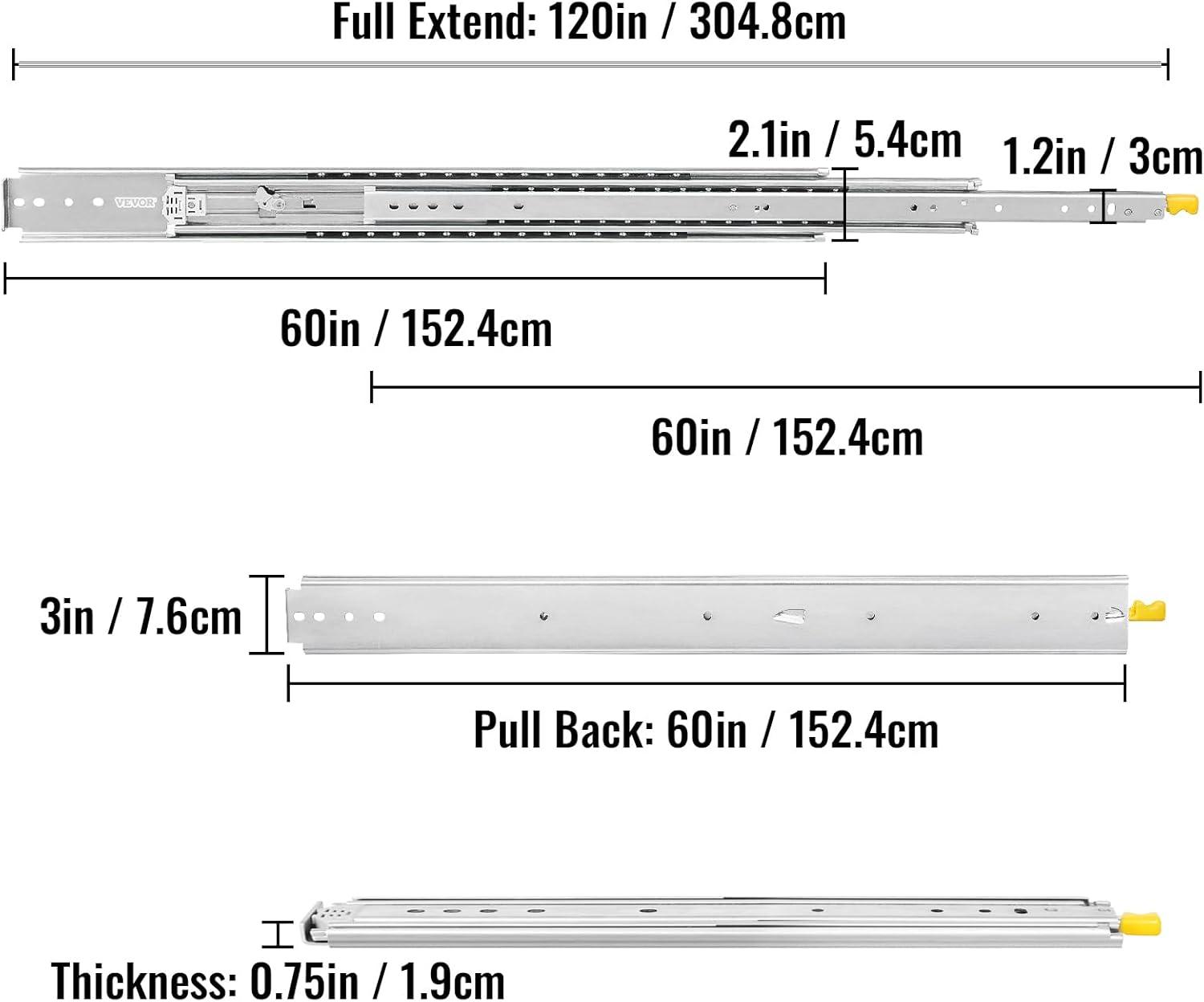 VEVOR Full Extension Soft Close Side Mount Metal Drawer Slide (Set of 2)