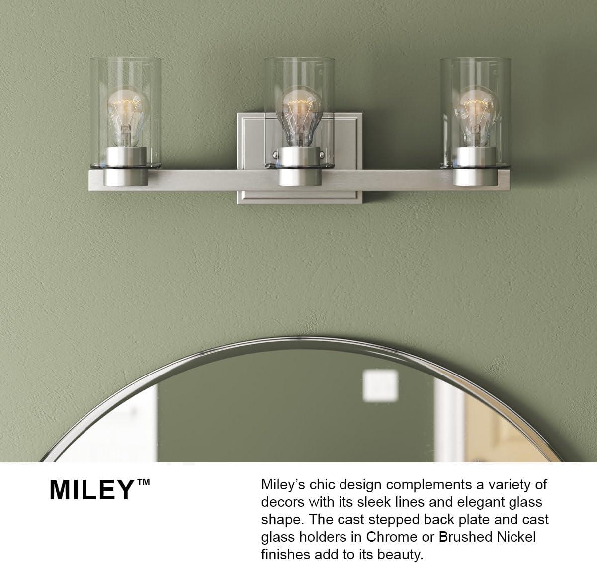 Chrome 2-Light Dimmable Bathroom Vanity Fixture with Opal Glass Shades