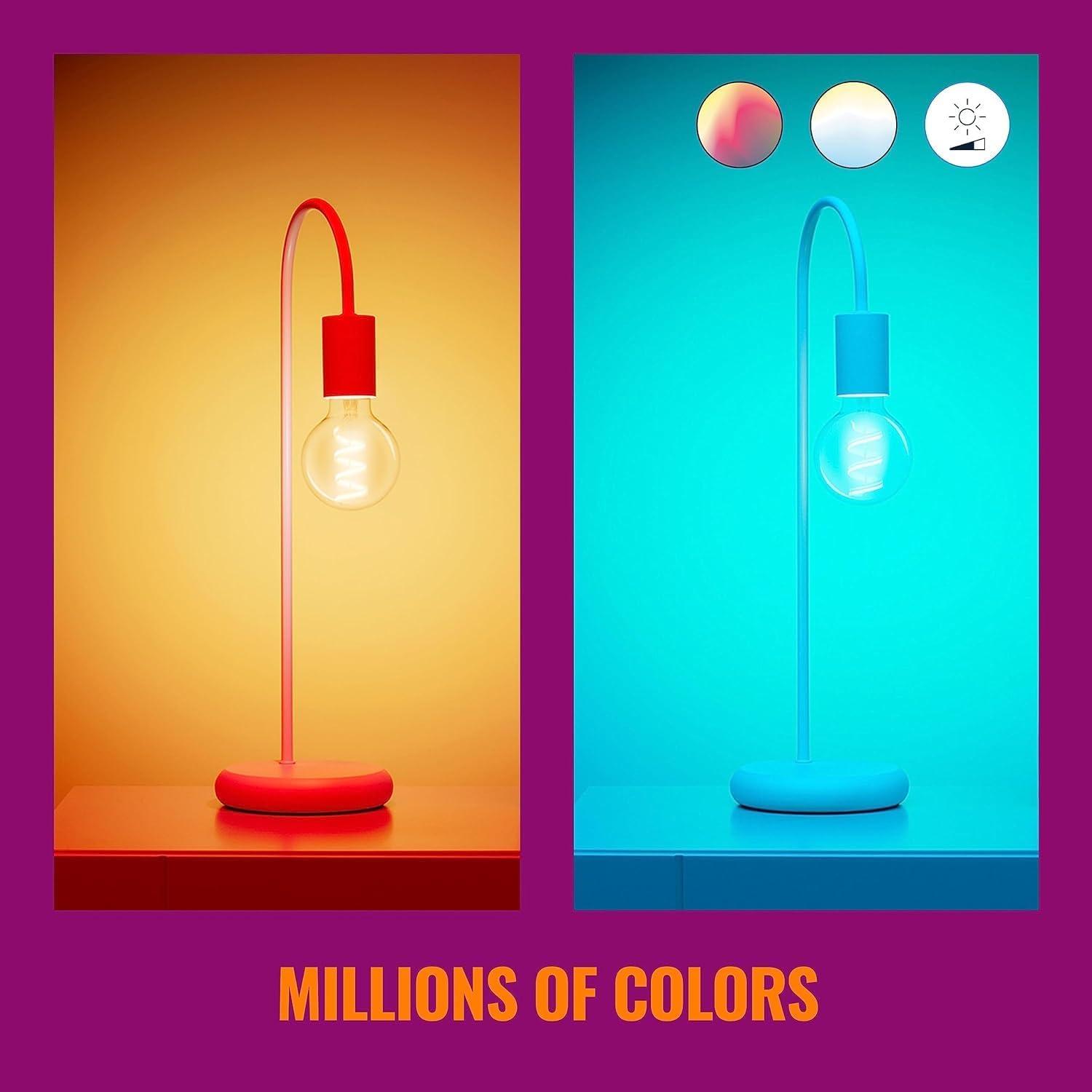 WiZ Connected Color G25 Color Filament LED Smart Bulb - Pack of 1-300 Lumen - E26, Indoor - Connects to Your Existing Wi-Fi - Control with Voice or App + Activate with Motion - Matter Compatible