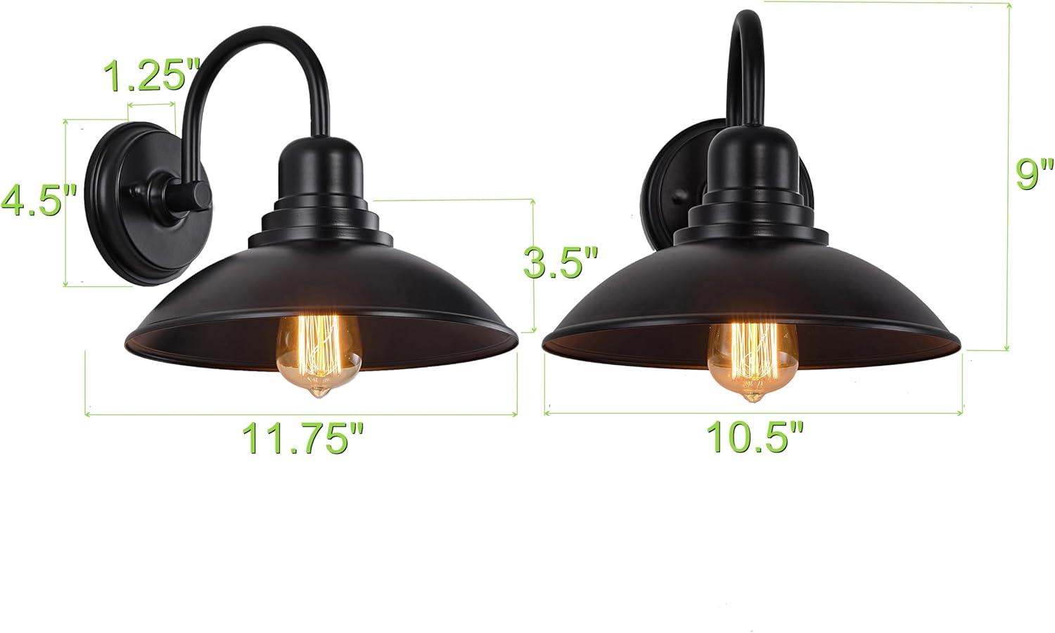 2 Pack Outdoor Wall Lights 12 inch Exterior Barn Wall Sconce Fixture Wall Mount Lantern Waterproof Black Wall Lamps Outside Porch Lights House Garage Doorway Patio Front Door Entryway