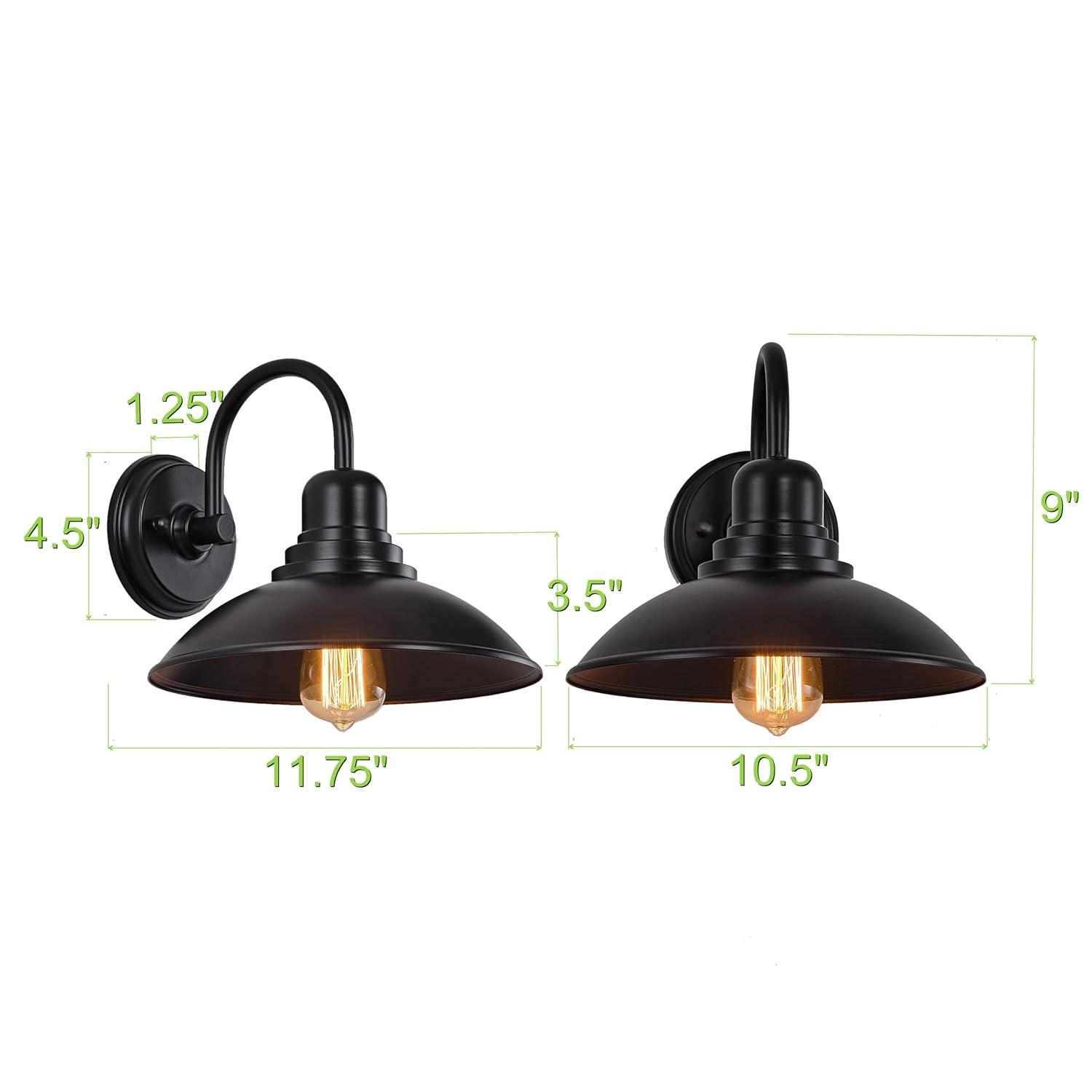 2-Pack Outdoor Wall Lights, Vintage Black Wall Sconces, Exterior Farmhouse Barn Light Fixtures, Indoor Wall Mount Lighting Fixtures, Anti-Rust Waterproof Exterior Light for Patio Porch Doorway Garage