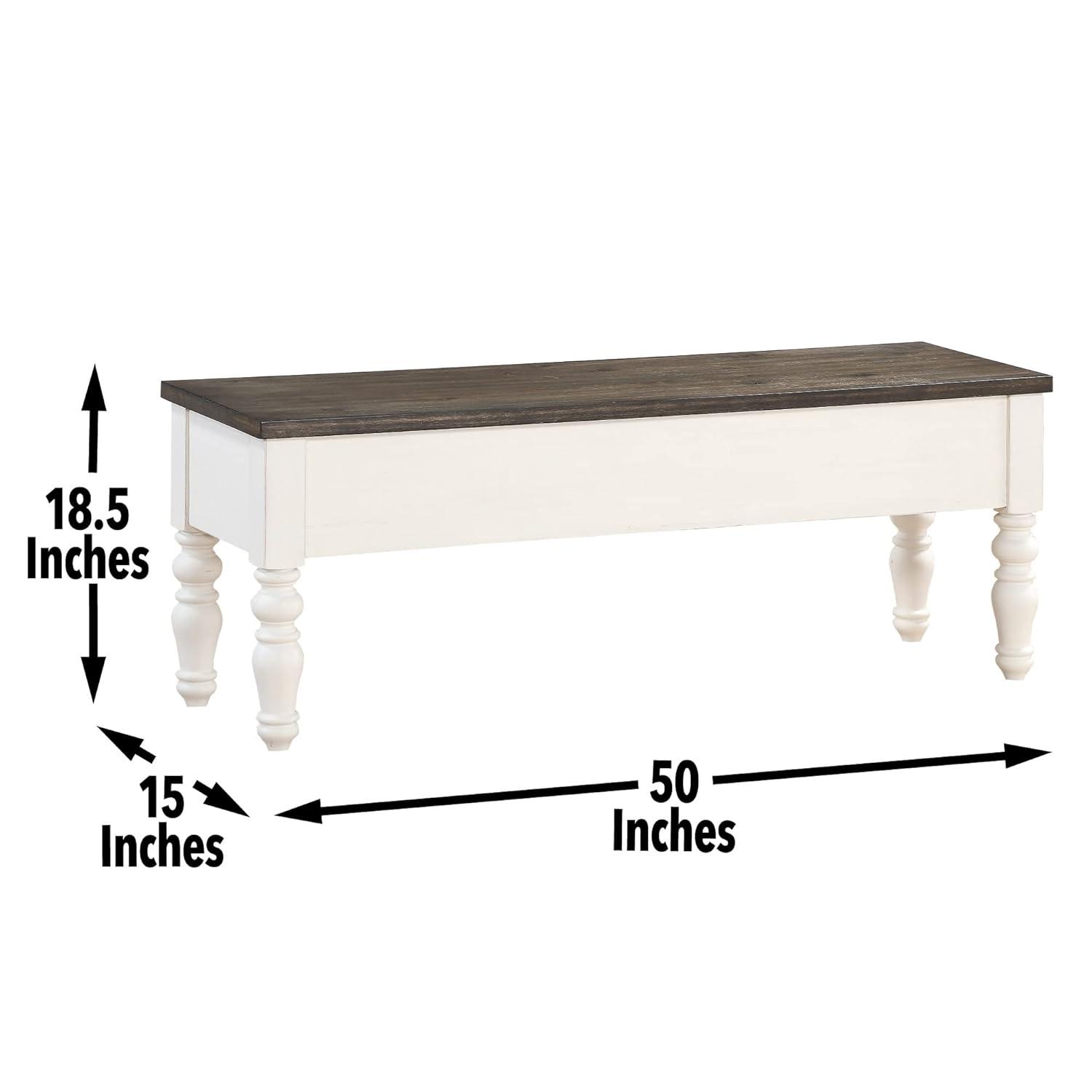 Steve Silver Co. Joanna Two-Tone Storage Bench Ivory/Mocha: Lift-Top Entryway Furniture, Mango Wood Frame