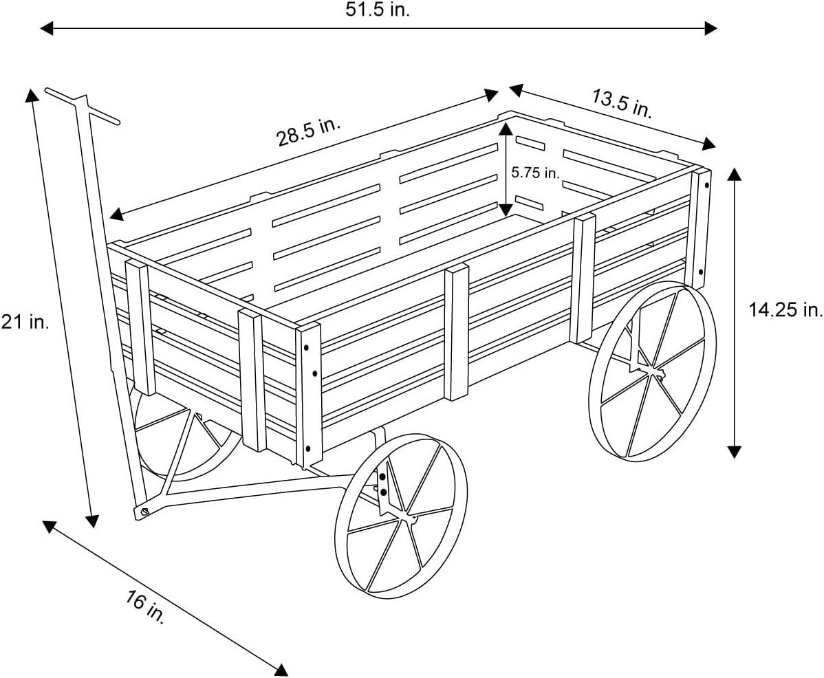 Shine Company Transitional Cedar Wood Decorative Wagon Garden Planter in Gray