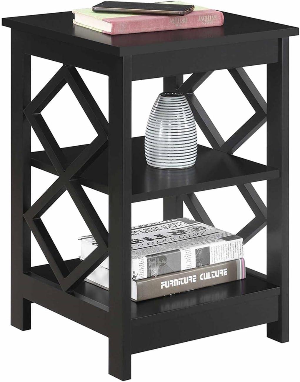 Black Diamond Cut-Out 3-Tier End Table