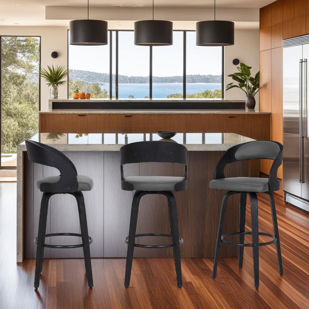 Shelly Contemporary Bar Stool Black/Gray - Armen Living