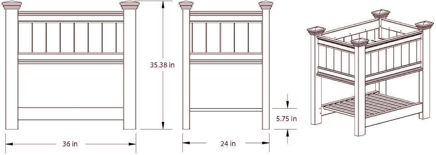 Cambridge White Vinyl Raised Garden Planter with Shelf