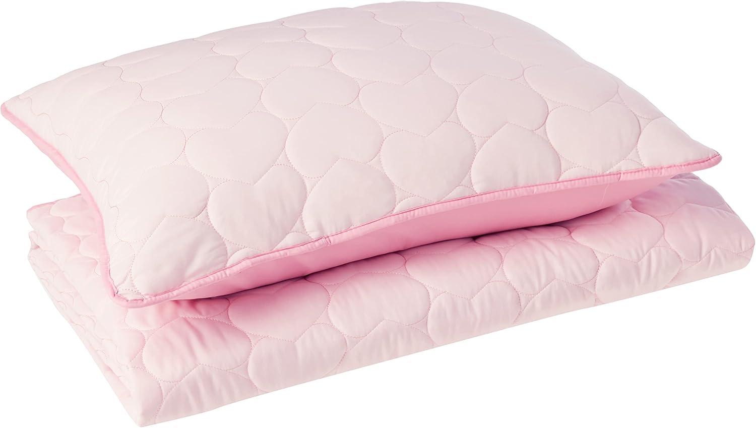 Helaine Twin Pink Heart Quilted Kids Bedding Set