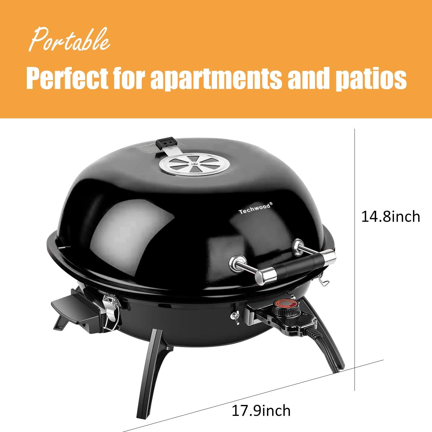 Techwood 1600W Electric Indoor Grill with Removable Stand and Double Layer Design