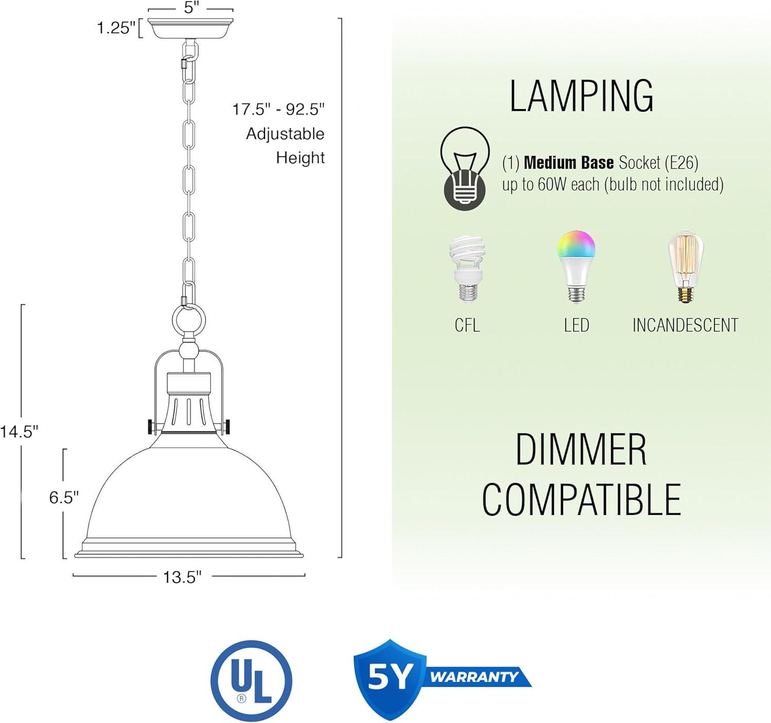 Kira Home Belle 14" Modern Industrial Pendant Light, Adjustable Hanging Height, Oil Rubbed Bronze Finish