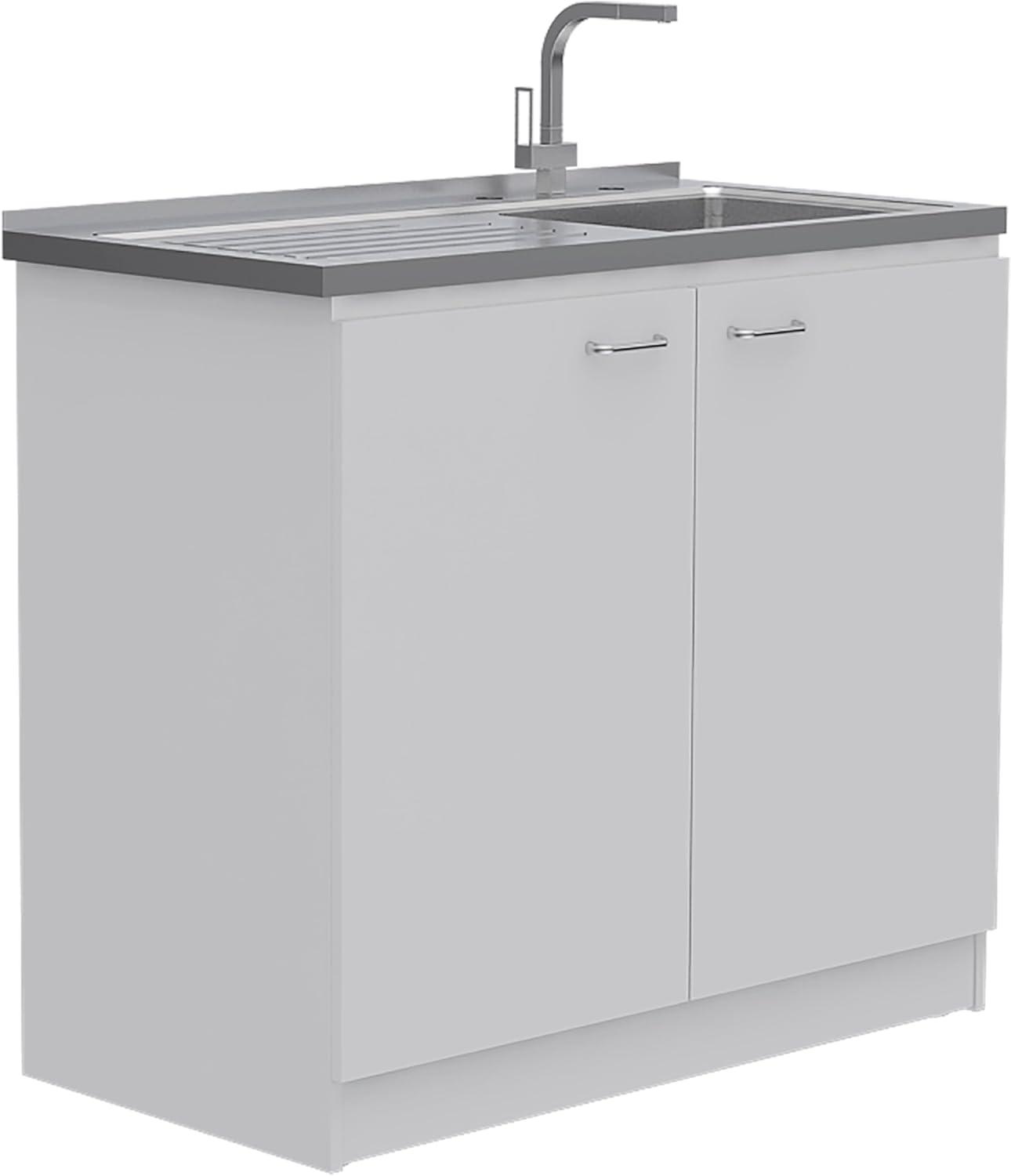 TUHOME Napoles Utility Sink Cabinet With Integrated Steel Sink