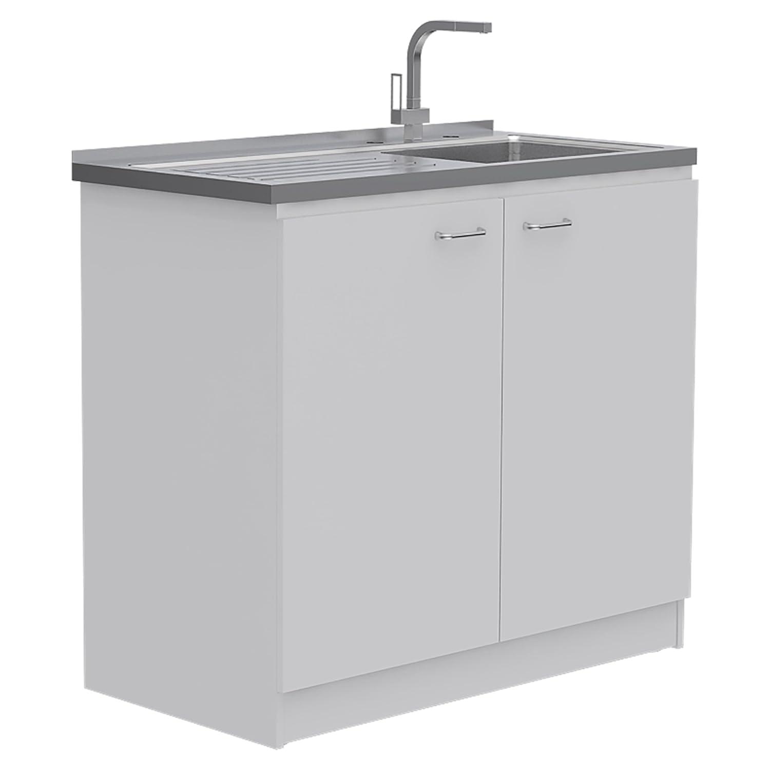 TUHOME Napoles Utility Sink Cabinet With Integrated Steel Sink