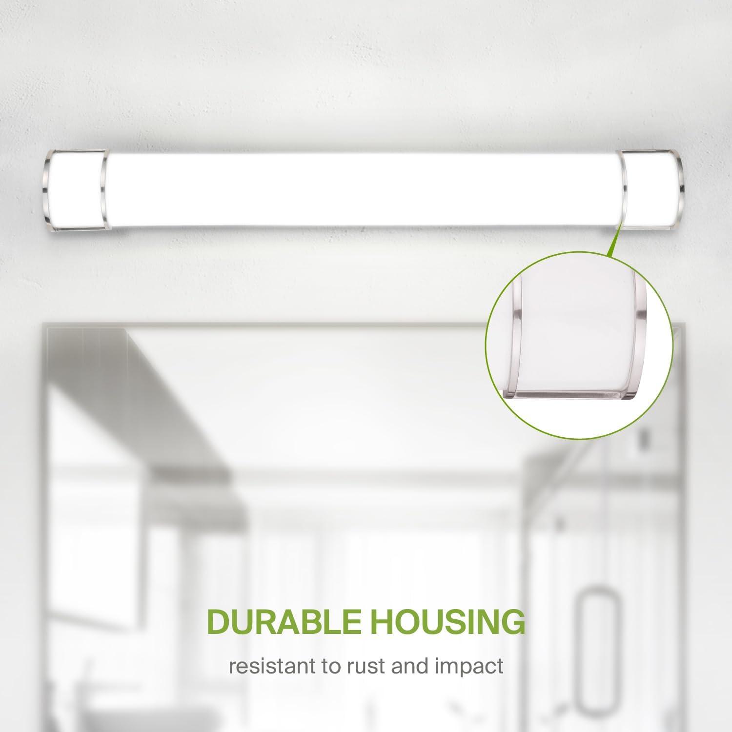 ASD LED 48 Inch Wall Mount Vanity Lighting Fixture | 35W 3200LM 3000K-5000K 120V | 3CCT, Dimmable, Energy Star, ETL Listed | Bathroom Linear Light Bar, Long Tube Bath Sconce | Nickel