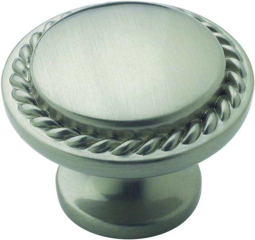 Brushed Nickel Round Cabinet Knob with Mounting Hardware, 10-Pack